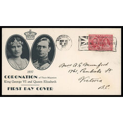 canada stamp 237 king george vi queen elizabeth 3 1937 FDC PC 063