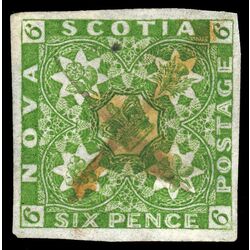 nova scotia stamp 4 pence issue 6d 1851 U VF 019