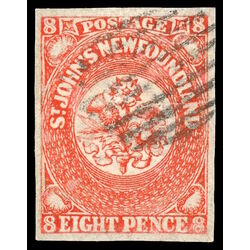 newfoundland stamp 8 pence first issue 8d 1857 U VF 024