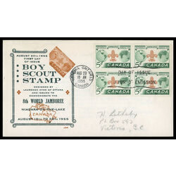 canada stamp 356 world jamboree 5 1955 FDC BLOCK 023