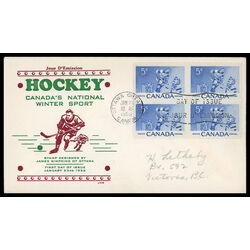 canada stamp 359 hockey players 5 1956 FDC BLOCK 013