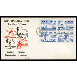canada stamp 368a recreation sports 4 x 5 1956 FDC UL 011