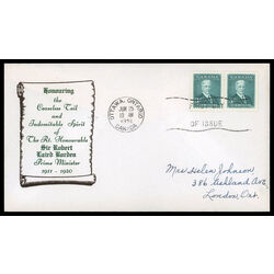 canada stamp 303 sir robert borden 3 1951 FDC PC 005