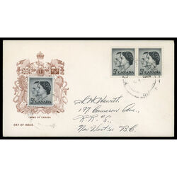 canada stamp 374 queen elizabeth ii prince philip 5 1957 FDC PC 021
