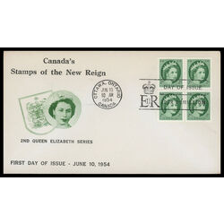 canada stamp 338 queen elizabeth ii 2 1954 FDC BLOCK 011