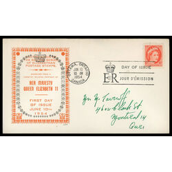 canada stamp 342 queen elizabeth ii 6 1954 FDC PC 004