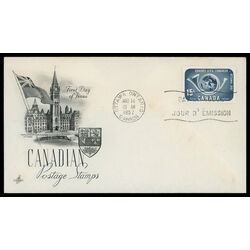 canada stamp 372 posthorn and globe 15 1957 FDC PC 002