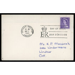 canada stamp 328 queen elizabeth ii 4 1953 FDC PC 021