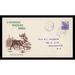 canada stamp 360 caribou 4 1956 FDC PC 006
