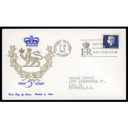 canada stamp 405 queen elizabeth ii 5 1962 FDC PC 012