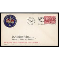 canada stamp 237 king george vi queen elizabeth 3 1937 FDC PC 064