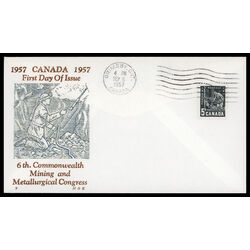 canada stamp 373 miner with drill 5 1957 FDC PC 020