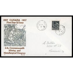 canada stamp 373 miner with drill 5 1957 FDC PC 021
