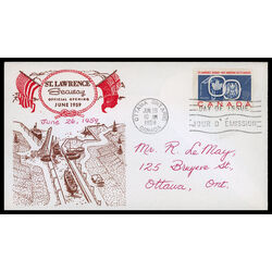 canada stamp 387 seaway and national emblems 5 1959 FDC PC 055