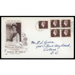 canada stamp 401 queen elizabeth ii 1 1963 FDC BLOCK 017