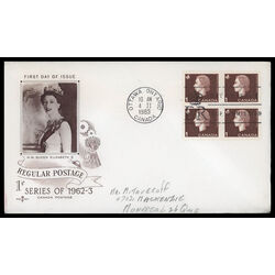 canada stamp 401 queen elizabeth ii 1 1963 FDC BLOCK 020