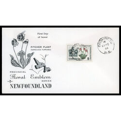 canada stamp 427iv newfoundland pitcher plant 5 1966 FDC PC 005
