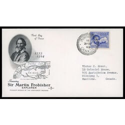 canada stamp 412 sir martin frobisher 5 1963 FDC PC 023