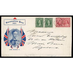 canada stamp 237 king george vi queen elizabeth 3 1937 FDC PC 074