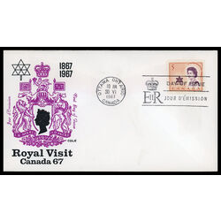 canada stamp 471 queen elizabeth ii and centennial symbol 5 1967 FDC PC 014