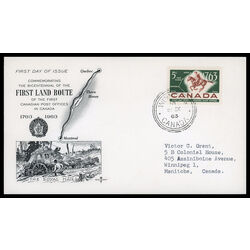 canada stamp 413 postrider and map 5 1963 FDC PC 011