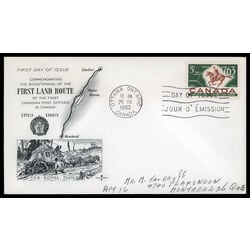canada stamp 413 postrider and map 5 1963 FDC PC 021