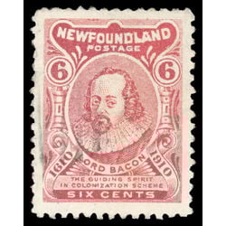 newfoundland stamp 92a lord bacon 6 1910 U VF 022