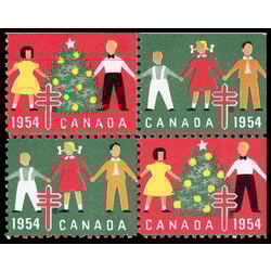 canada stamp christmas seals cs53 christmas seals 1954 BLOCK OF 4
