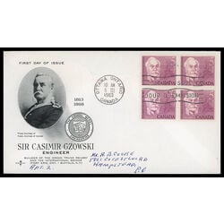 canada stamp 410 sir casimir czowski 5 1963 FDC BLOCK 027