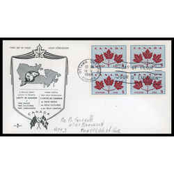 canada stamp 417 maple leaves 5 1964 FDC BLOCK 011