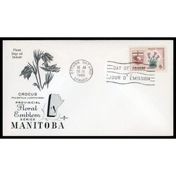 canada stamp 422 manitoba prairie crocus 5 1965 FDC PC 011