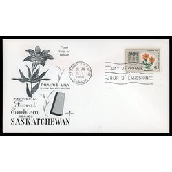canada stamp 425 saskatchewan prairie lily 5 1966 FDC PC 012