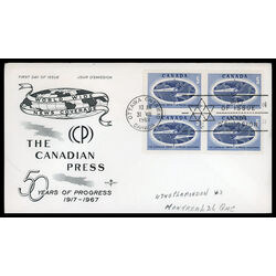 canada stamp 473 globe 5 1967 FDC BLOCK 011