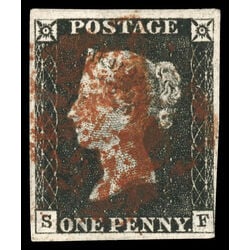 great britain stamp 1 queen victoria penny black 1p 1840 U F VF 100