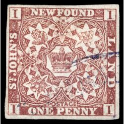 newfoundland stamp 1 pence first issue 1d 1857 U VF 038