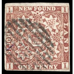 newfoundland stamp 1 pence first issue 1d 1857 U VF 039