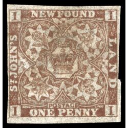 newfoundland stamp 1 pence first issue 1d 1857 U F VF 040