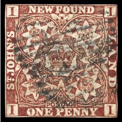 newfoundland stamp 1 pence first issue 1d 1857 U F 041